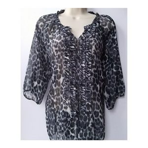 Express Top Sheer Leopard Blouse
